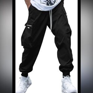 Black Air Borne Cargo Pants for Men